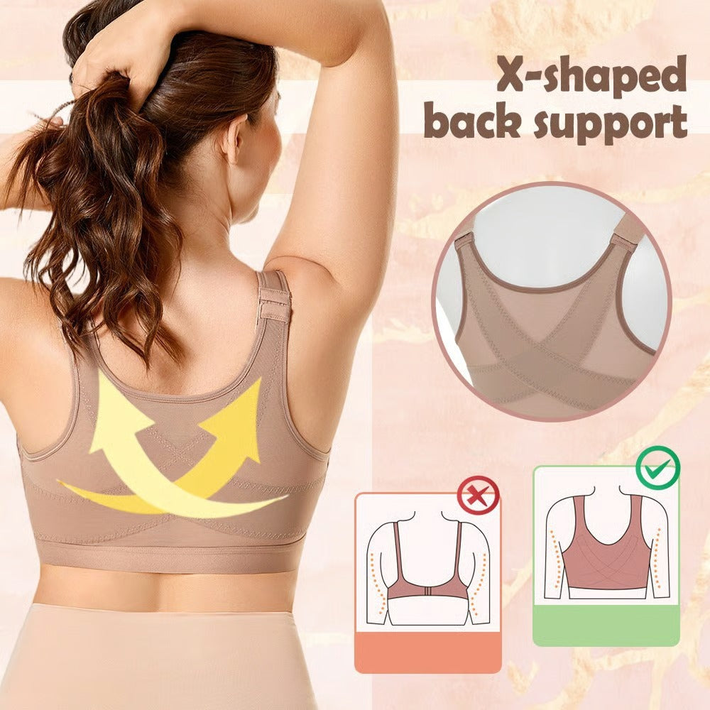 🔥LAST DAY 50% OFF--Front closure design, easy to put on and take off,Multifunctional Support Shaping Posture Corrector Wireless bra (with adjustable shoulder straps)