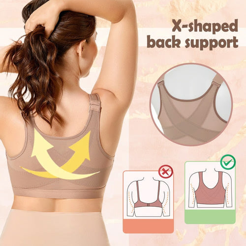 🔥LAST DAY 50% OFF--Front closure design, easy to put on and take off,Multifunctional Support Shaping Posture Corrector Wireless bra (with adjustable shoulder straps)